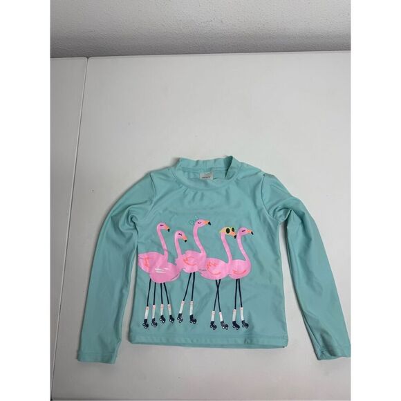 Carter's Girls Rashguard Swimsuit Top Flamingo Print Size 6 - Picture 1 of 5